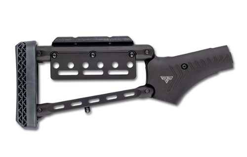 Der GForce Hugtek Lever Stock ist leicht, langlebig und aus anodisiertem 6061 Aluminium. Mit verstellbarer Wangenhöhe und 6-stufigem AR-Style Buttplate für optimalen Komfort.